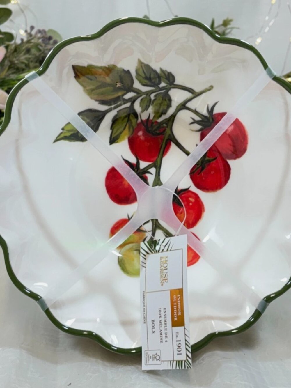 House & Garden Tomatoes Melamine Pasta Salad Bowls Set of 4 New